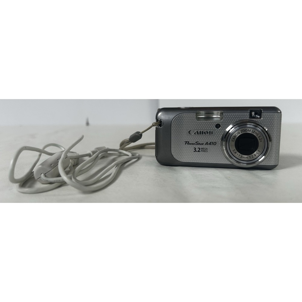 Canon PowerShot A410 3.2MP Digital Camera Silver Not Working Parts Only Cord Inc